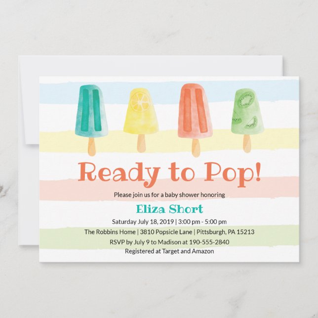Ready to Pop Popsicle Summer Baby Shower Invitation (Front)
