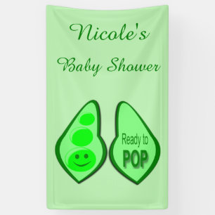 Ready to Pop Pregnant Green Pea Baby Shower Banner