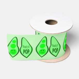 Ready to Pop Pregnant Green Pea Baby Shower Satin Ribbon