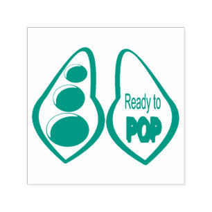 Ready to Pop Pregnant Green Pea Baby Shower Self-inking Stamp