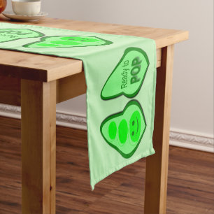 Ready to Pop Pregnant Green Pea Baby Shower Short Table Runner