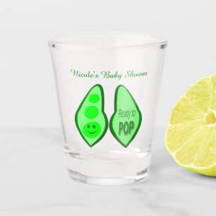 Ready to Pop Pregnant Green Pea Baby Shower Shot Glass