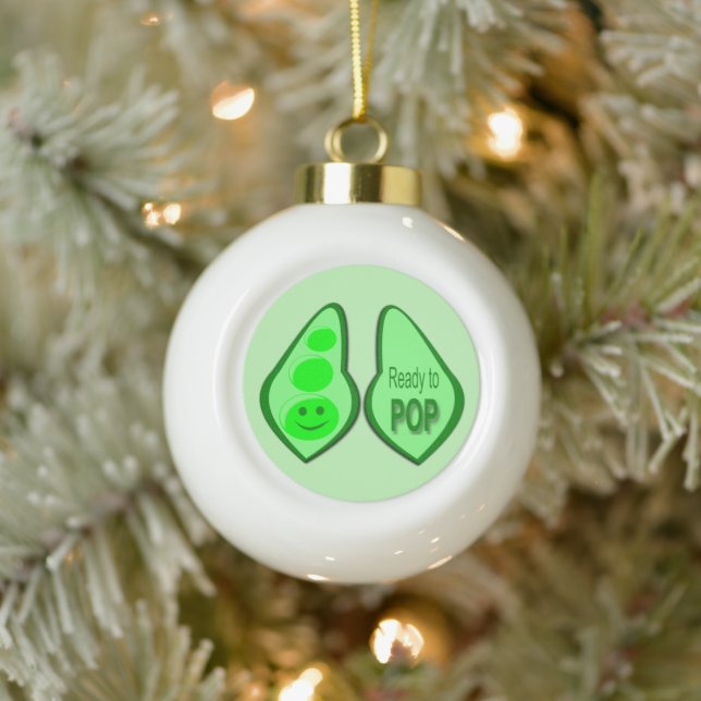 Ready to Pop Pregnant Green Pea Ceramic Ball Christmas Ornament (Tree)