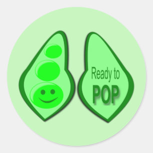 Ready to Pop Pregnant Green Pea Classic Round Sticker