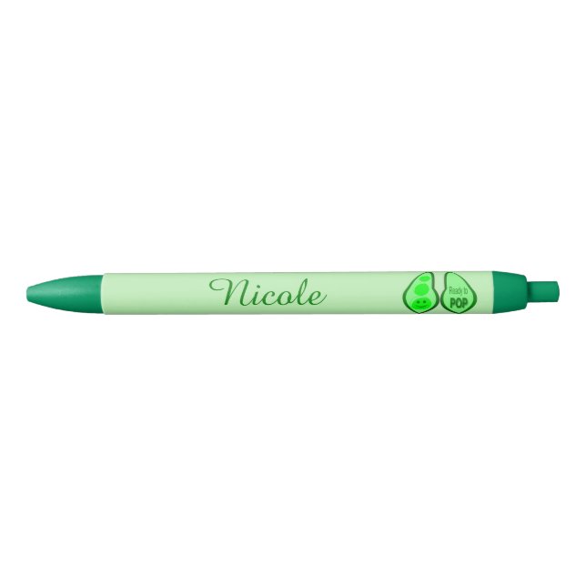 Ready to Pop Pregnant Green Pea Custom Black Ink Pen (Front)