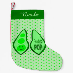 Ready to Pop Pregnant Green Pea Custom Small Christmas Stocking
