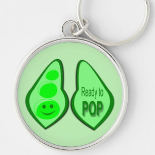 Ready to Pop Pregnant Green Pea Key Ring