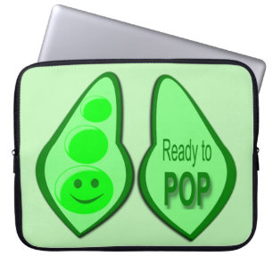Ready to Pop Pregnant Green Pea Laptop Sleeve