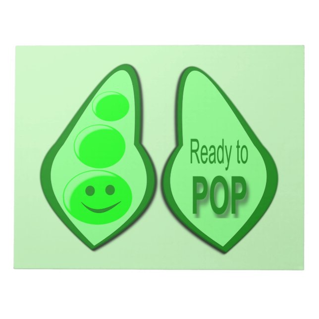 Ready to Pop Pregnant Green Pea Notepad (Front)