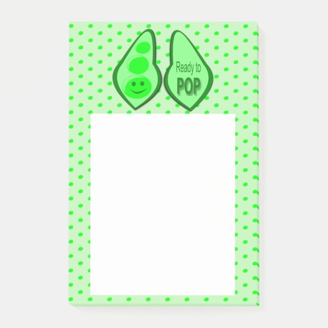 Ready to Pop Pregnant Green Pea Post-it Notes (Front)