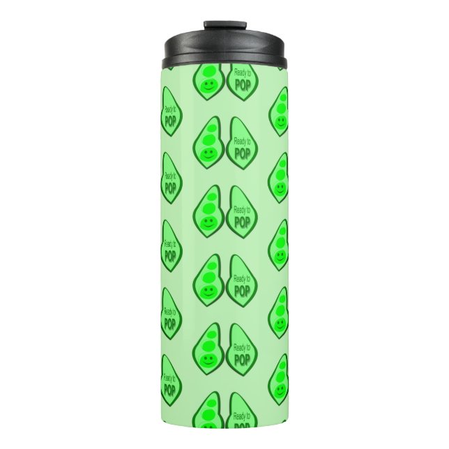 Ready to Pop Pregnant Green Pea Thermal Tumbler (Front)