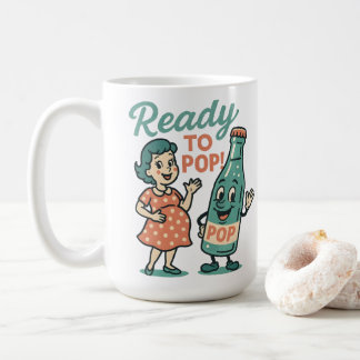 Ready to Pop Retro 1950s Maternity Baby Shower Coffee Mug