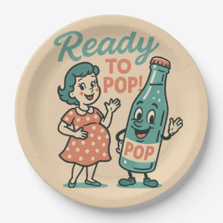 Ready to Pop Retro 1950s Maternity Baby Shower  Paper Plate