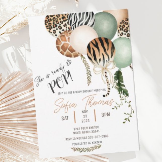 Ready to Pop Safari Animal Baby Shower Invitation (Creator Uploaded)
