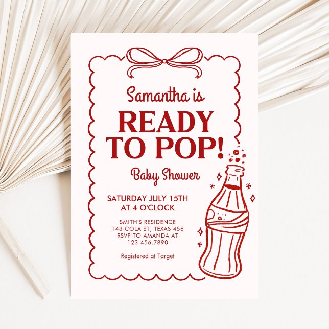 Ready to Pop Soda Baby Shower Invitation (She's Ready to Pop Baby Shower Invitation)