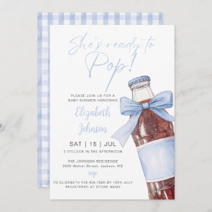 Ready To Pop Soda Bottle Blue Bow Baby Shower Invitation