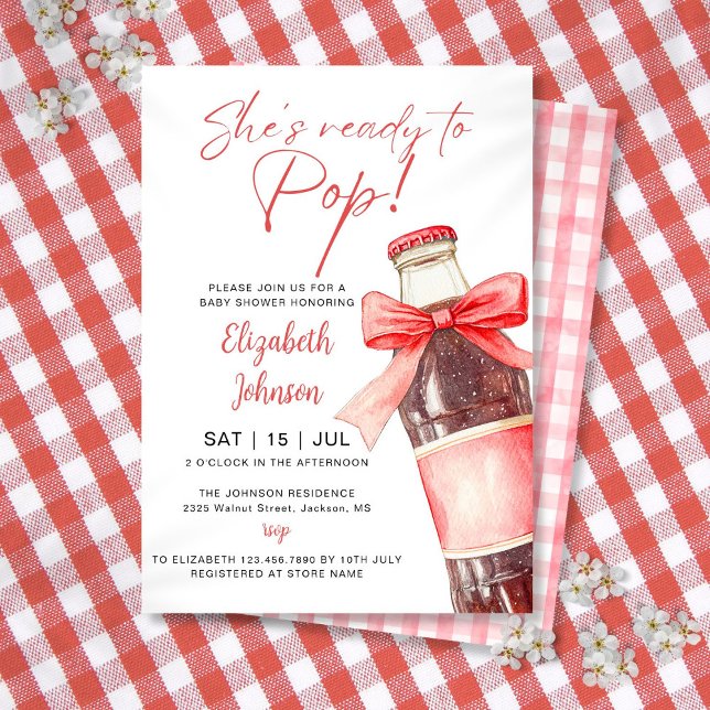 Ready To Pop Soda Bottle Red Bow Baby Shower Invitation (Ready To Pop Soda Bottle Red Bow Baby Shower Invitation)