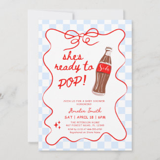 Ready to Pop Soda Boy Baby shower Invitation