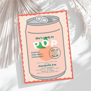 Ready to Pop Soda Pop Can Pink Girl Baby Shower Invitation