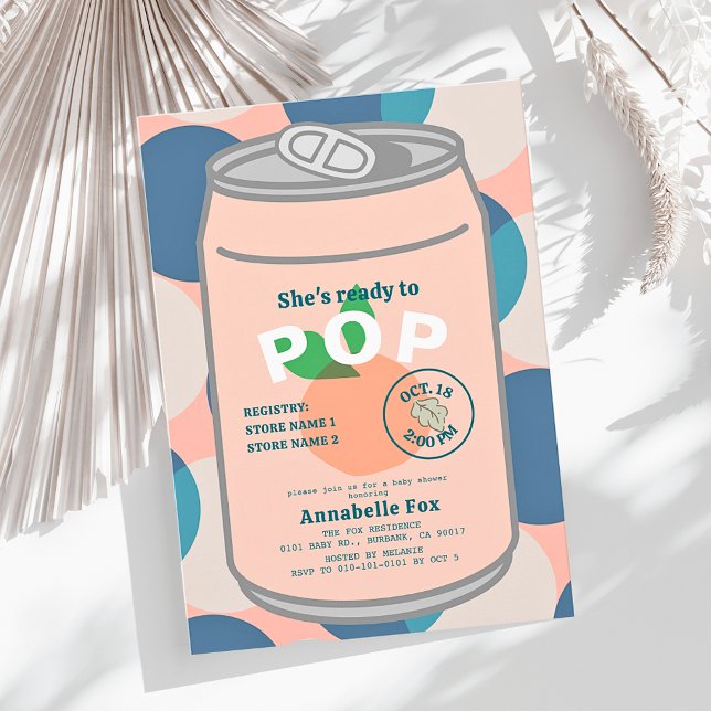 Ready to Pop Soda Pop Can Pink Girl Baby Shower Invitation (Creator Uploaded)