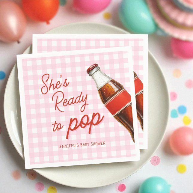 Ready To Pop Soda Pop Cola Girl Baby Shower Napkin (Creator Uploaded)