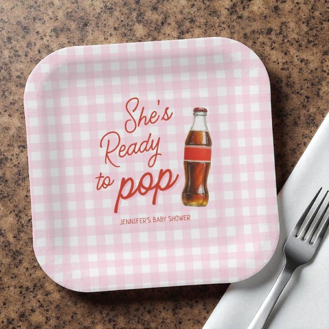 Ready To Pop Soda Pop Cola Girl Baby Shower Paper Plate (Creator Uploaded)