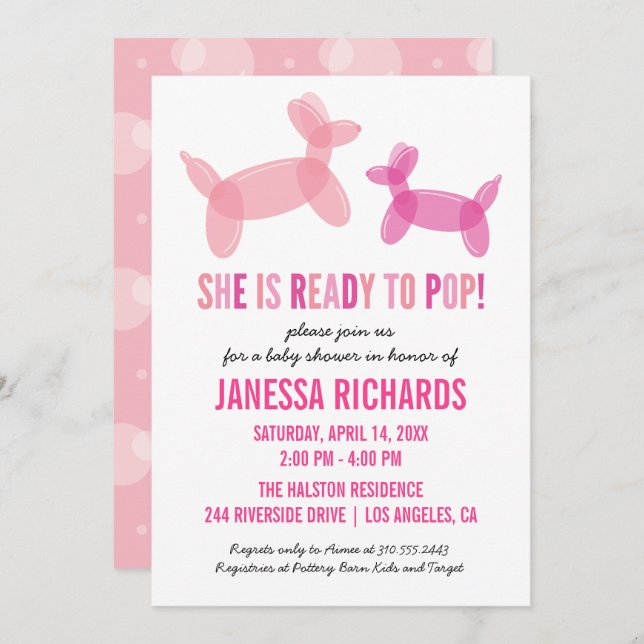 Ready to Pop Stylish Girl Baby Shower Invitations (Front/Back)