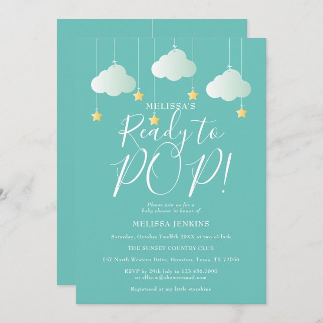 Ready to Pop Twinkle Twinkle Baby Shower Invitation (Front/Back)