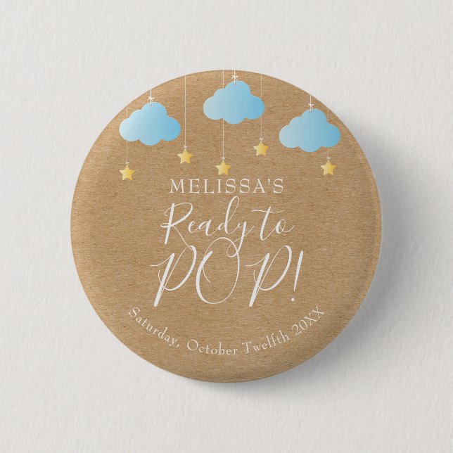 Ready to POP Twinkle Twinkle Blue Rustic Kraft 6 Cm Round Badge (Front)