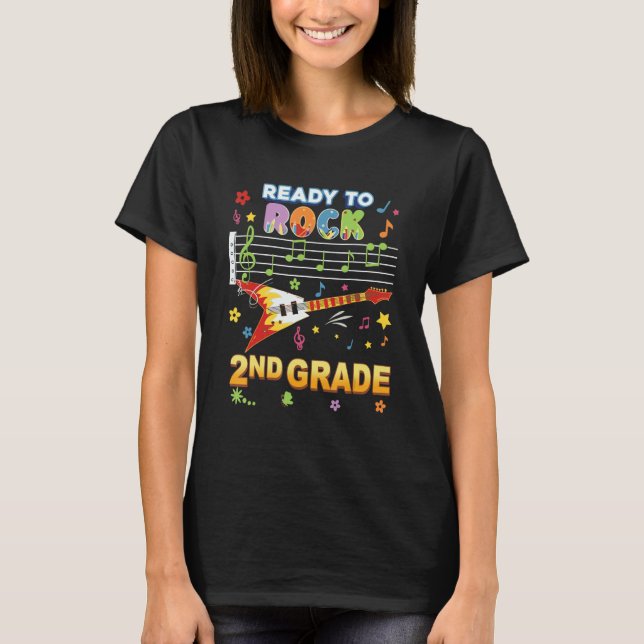 Ready To Rock 2nd Grade Guitar Music Back To Schoo T-Shirt (Front)