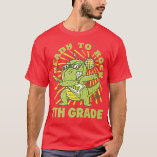 Ready To Rock 7th Grade 7 2022 Cute T-Rex Dinosaur T-Shirt