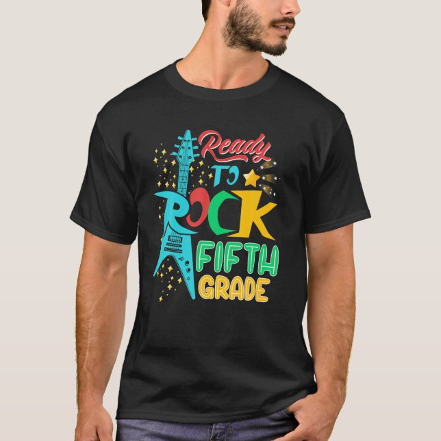 Ready To Rock Fifth Grade Rock Star 5Th Grade Boys T-Shirt (Front)
