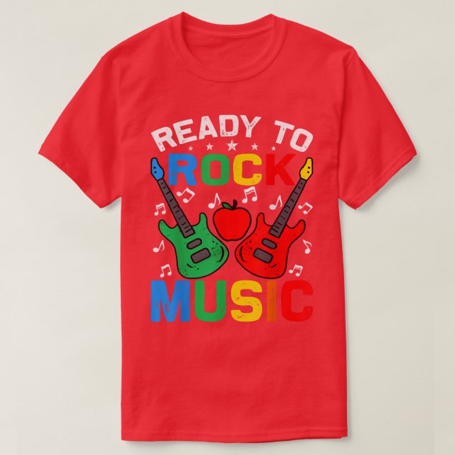 Ready To Rock Music Back To School Guitar  T-Shirt (Design Front)