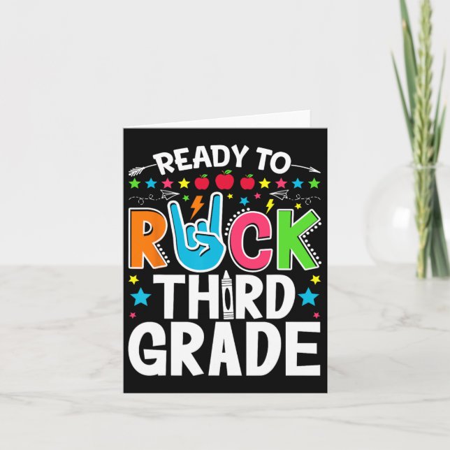 Ready To Rock Third Grade Funny First Day Back To  Card (Front)