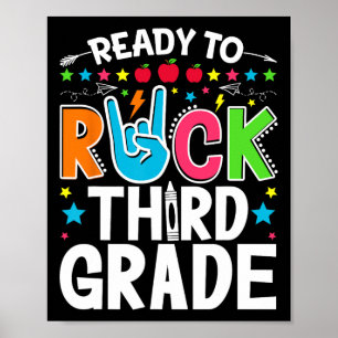 Ready To Rock Third Grade Funny First Day Back To Poster