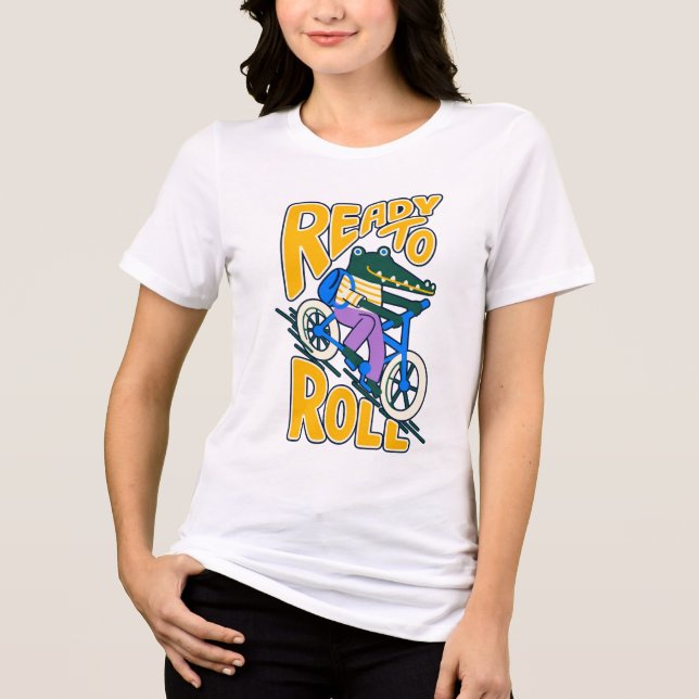 Ready to Roll Funny Retro Cycling Tri-Blend Shirt (Front)