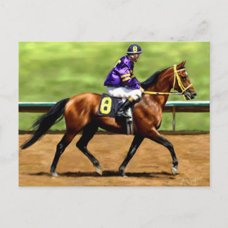 Ready to Run - Race Horse Painting Postcard
