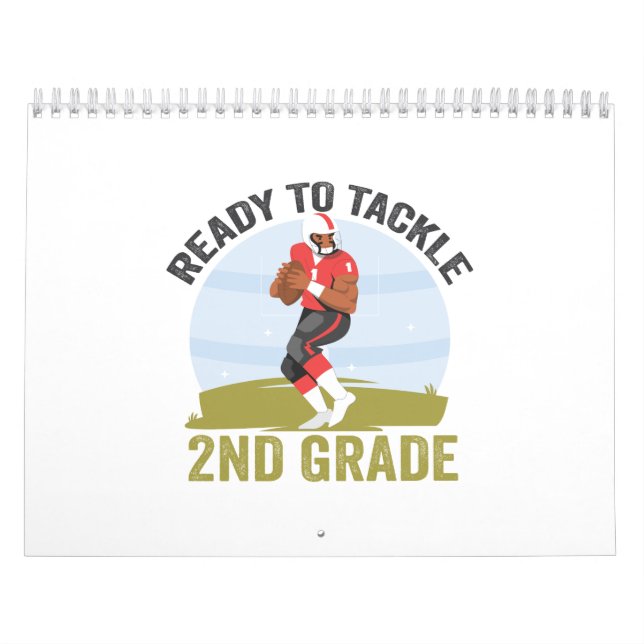 Ready To Tackle 2nd Grade Football Fantasy Rugby  Calendar (Cover)