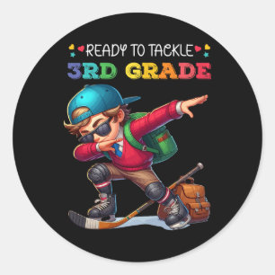 Ready To Tackle 3rd Grade First Day Of School Ice Classic Round Sticker