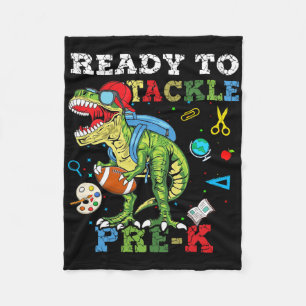 Ready To Tackle Pre-k Dinosaur Footbyll Byck To Sc Fleece Blanket