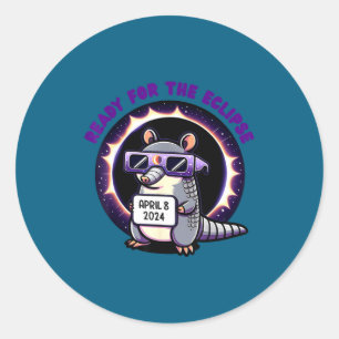 Ready Total Solar Eclipse Armadillo Classic Round Sticker
