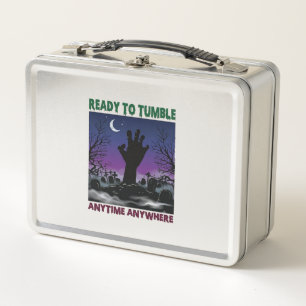 Ready Tumble Zombie Hand Halloween Graveyard Moon_ Metal Lunch Box
