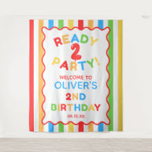 Ready Two Party 2nd Birthday Fun Photo Backdrop