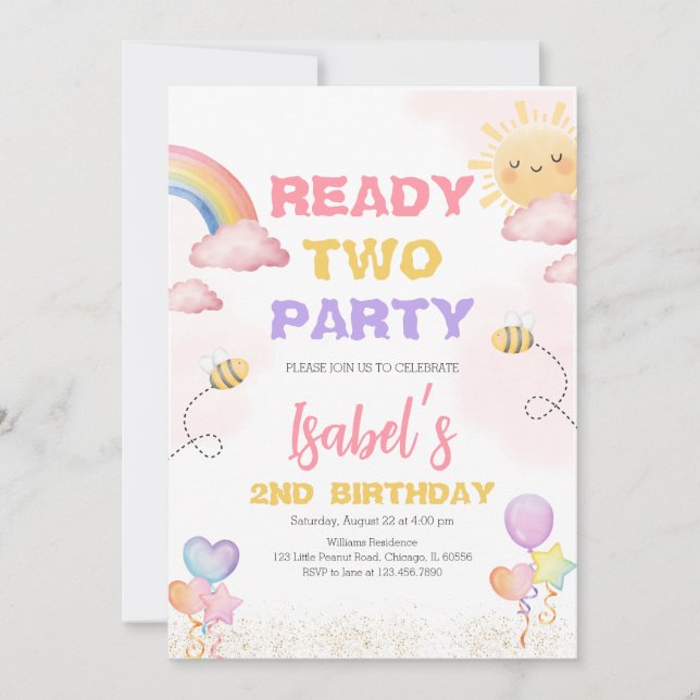 Ready Two Party 2nd Birthday Invitation (Front)