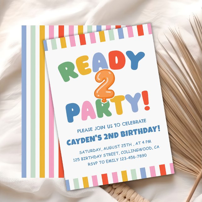 Ready Two Party Colourful 2nd Birthday Invitation (Creator Uploaded)
