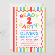 Ready Two Party Fun Colourful Striped 2nd Birthday