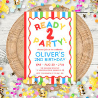 Ready Two Party Fun Colourful Striped 2nd Birthday