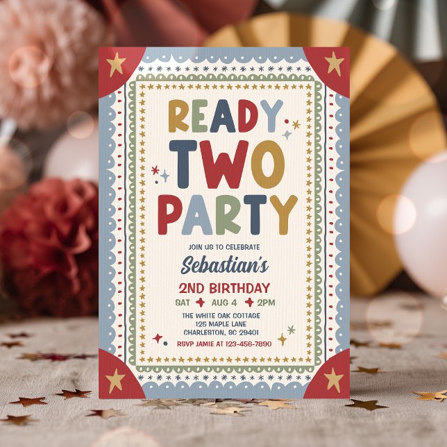 Ready Two Party Whimsical Boy Second Birthday Invitation (Creator Uploaded)