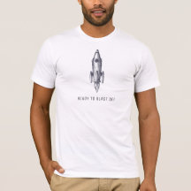 ReadyTo Blast Off Rocket Ship White TShirt