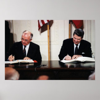 Reagan and Gorbachev At Signing Poster